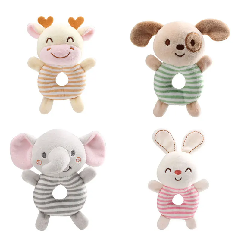 New Baby Rattle Toys Cartoon Animals Plush Infant Hand Ring Bed Toys for Newborn 0-24 Months Toddler