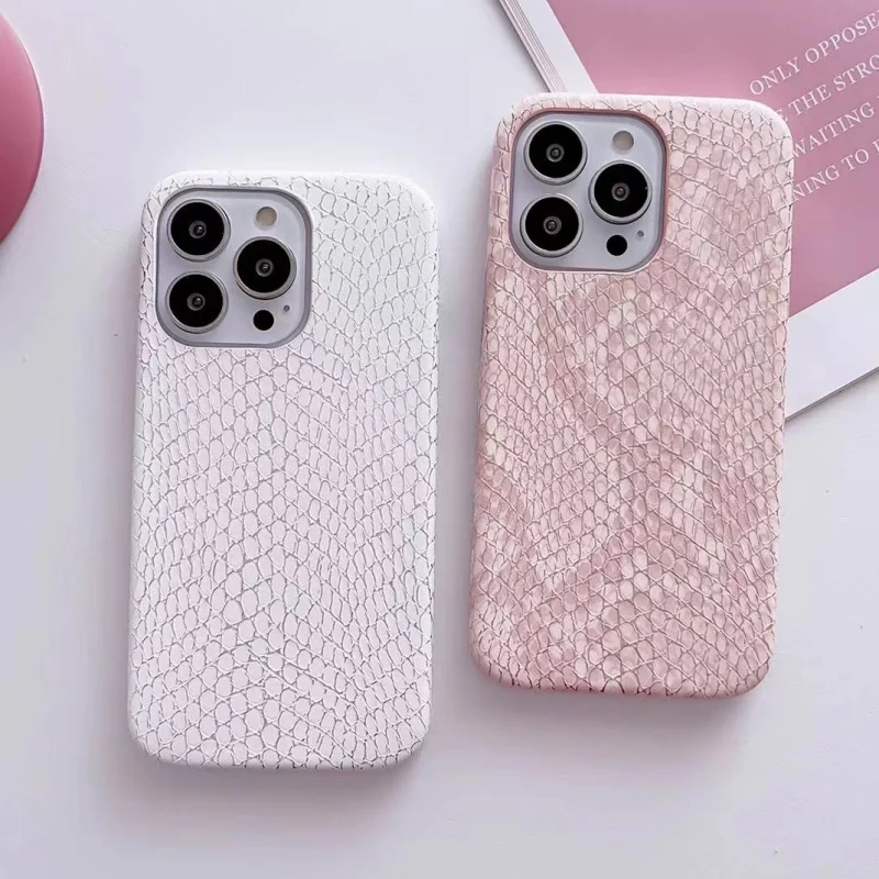 Luxury Chic Snake Texture Leather Silicone Soft Phone Case For Iphone 11 12 13 14 15 Pro MAX Plus X