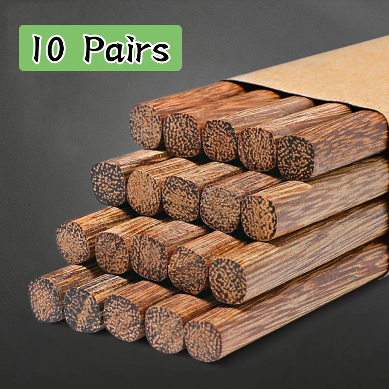 10 Pairs Natural Rosewood Chopsticks Reusable Healthy Chinese Wooden Chop Sticks Sushi Food Stick