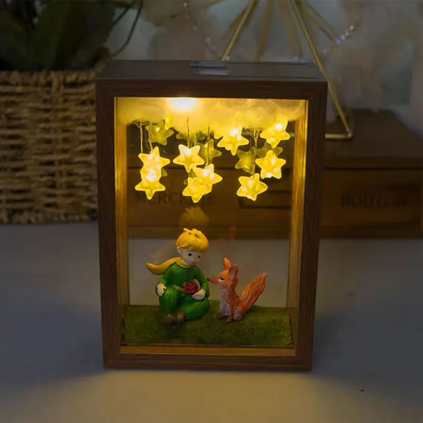 The Little Prince Night Light Handmade DIY Photo FrameStarry Fox Rose Fairy Tale Home Decor Bedroom