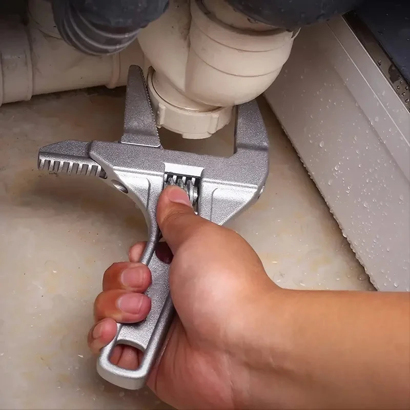 Mini Adjustable Bathroom Adjustable Wrench Strong Clamping Large Open End Multifunctional Aluminum