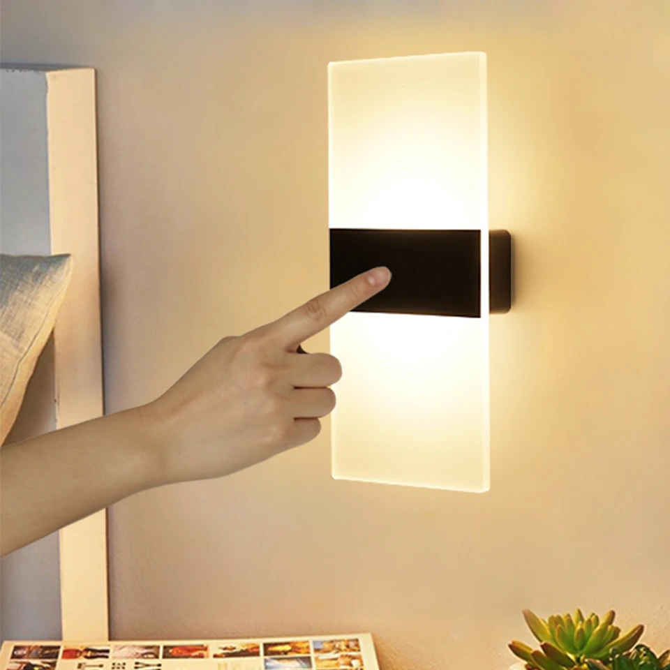 USB Recharge Wall Lamp Touch Motion Sensor Switch Indoor Acrylic Night Lights Bedroom Bedside Wall