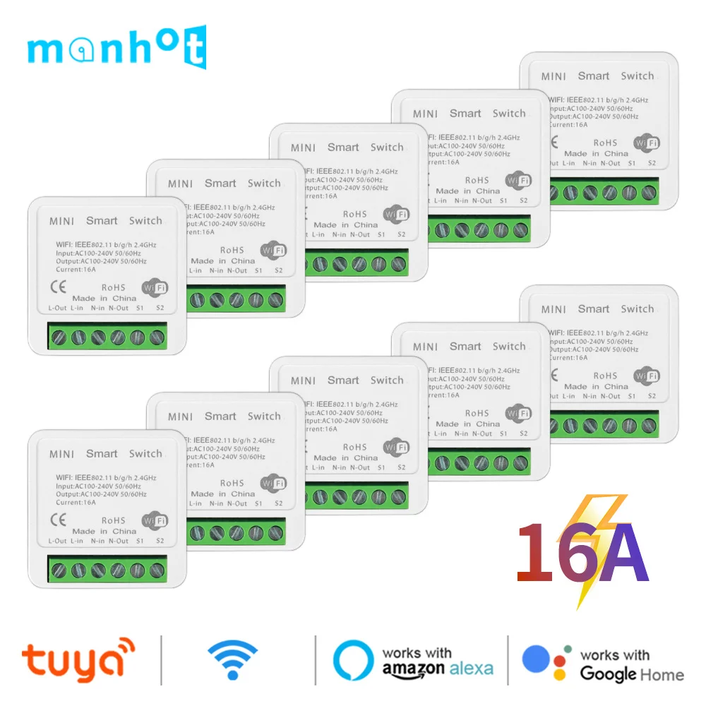 Tuya Mini Wifi Smart Switch Module Support 2 Way Control Smart Home DIY Switches Smart Life APP