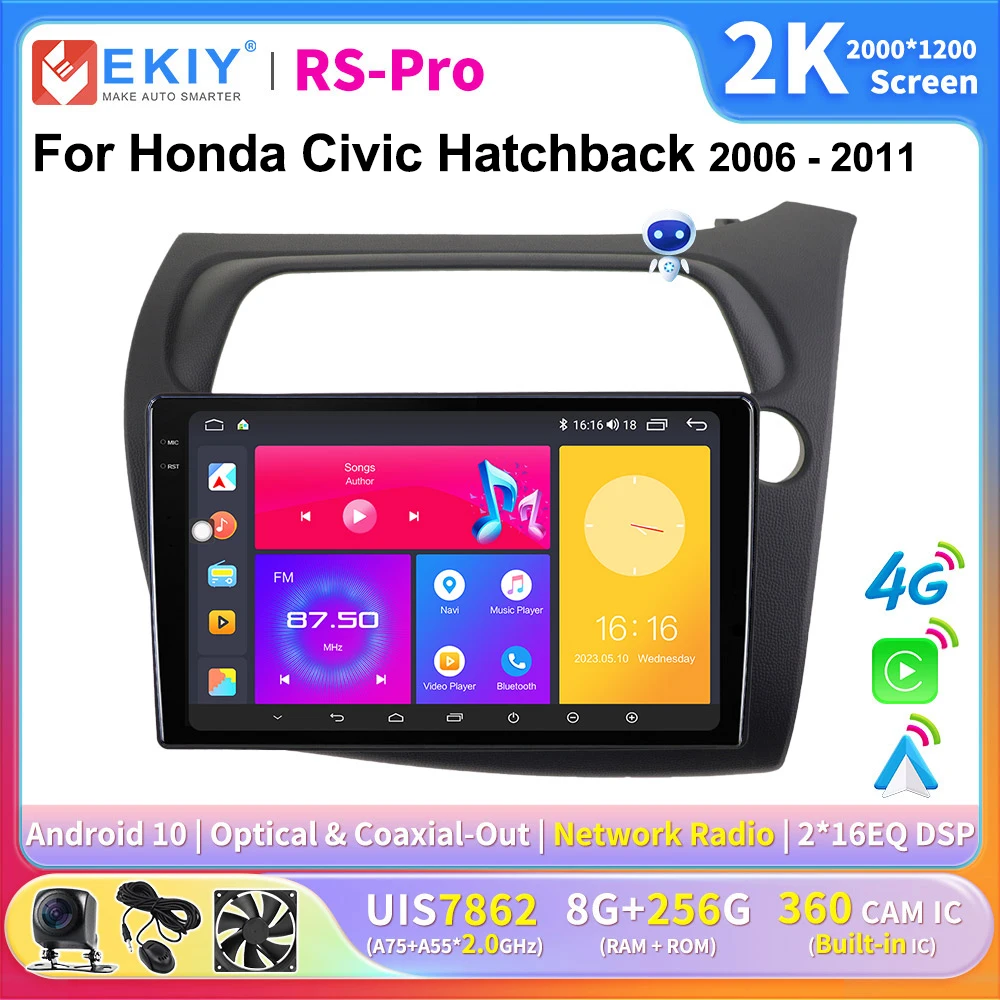 EKIY CarPlay Android Auto Radio For Honda Civic Hatchback RHD 2006-2011 Stereo Multimedia Video
