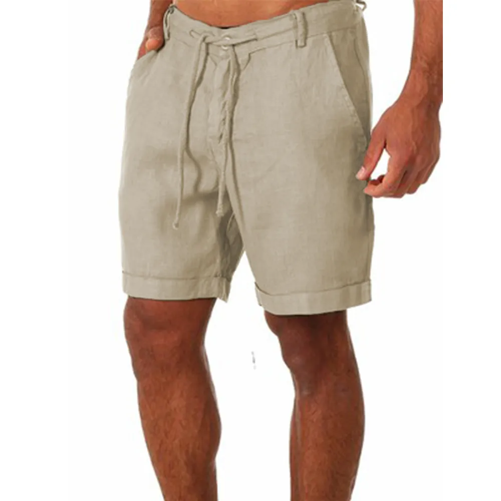 KB 2022 New Men's Cotton Linen shorts Pants Male Summer Breathable Solid Color Linen Trousers