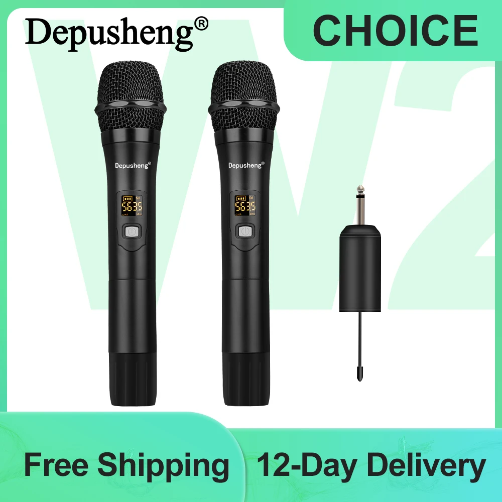 Depusheng-Microfone Sem Fio Profissional, Microfone Portátil, Gravação Karaoke, Micro Speaker,