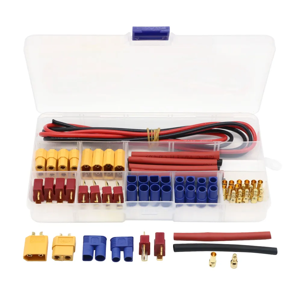 T Plug / XT60 / XT90 / EC3 / EC5 Male & Female Plug Adapter Connectors with 16AWG Silicone Wire and