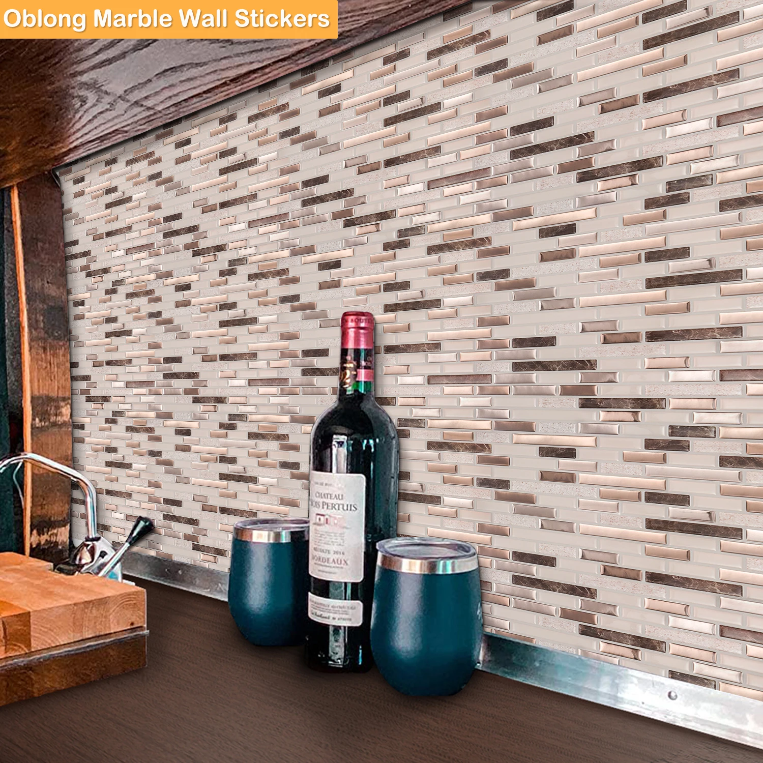 Vividtiles 3D Mosaic Wall Tiles Self Adhesive Waterproof Vinyl Wallpaper Kitchen Bathroom Backsplash