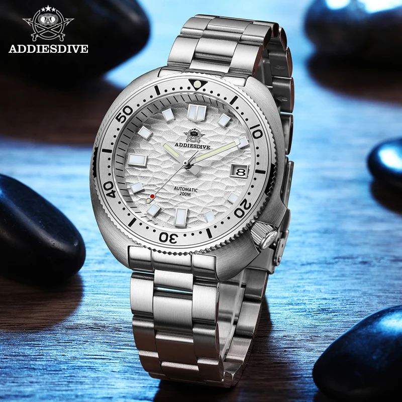 ADDIESDIVE Automatische mechanische Uhr Mann Silber Premium Business Casual wasserdichte Uhr NH35A