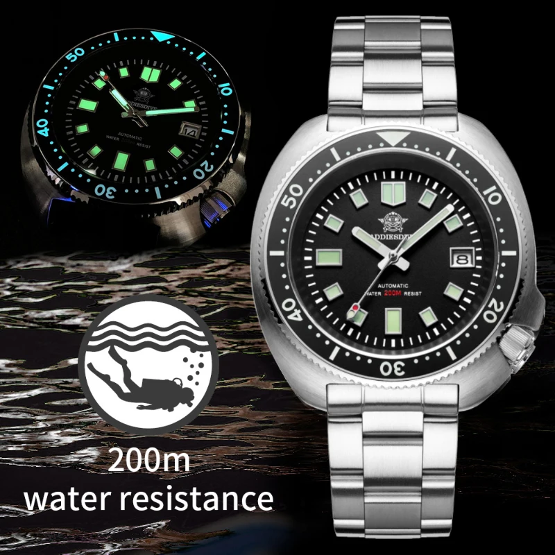 ADDIESDIVE Sapphire Crystals Steel Watch Man Fashion Design Stainless Automatic Mechanical Watch