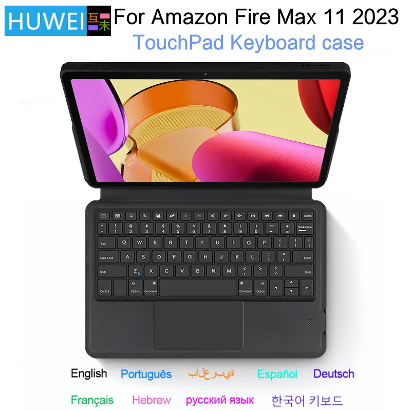 HUWEI Tastaturhülle für Amazon Fire Max 11 Max11 2023 11 Zoll Tablet-Abdeckung Smart TouchPad