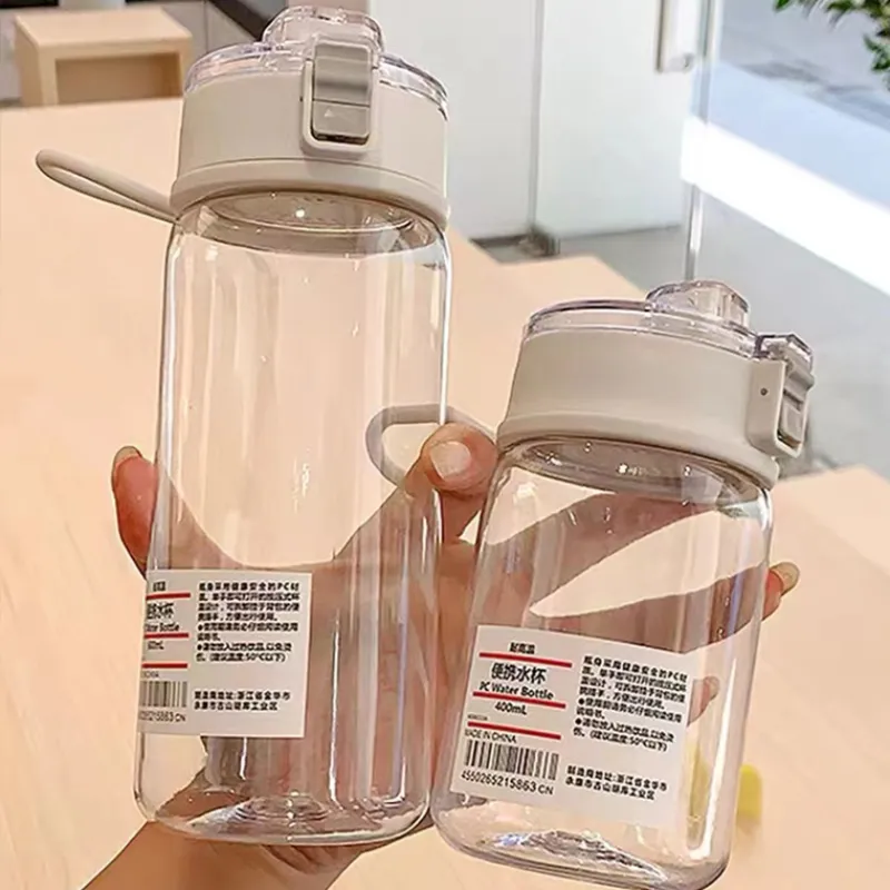 550/700ml Water Bottle With Time Scale Portable Transparent Kawaii Water Bottle Sports Water Cup