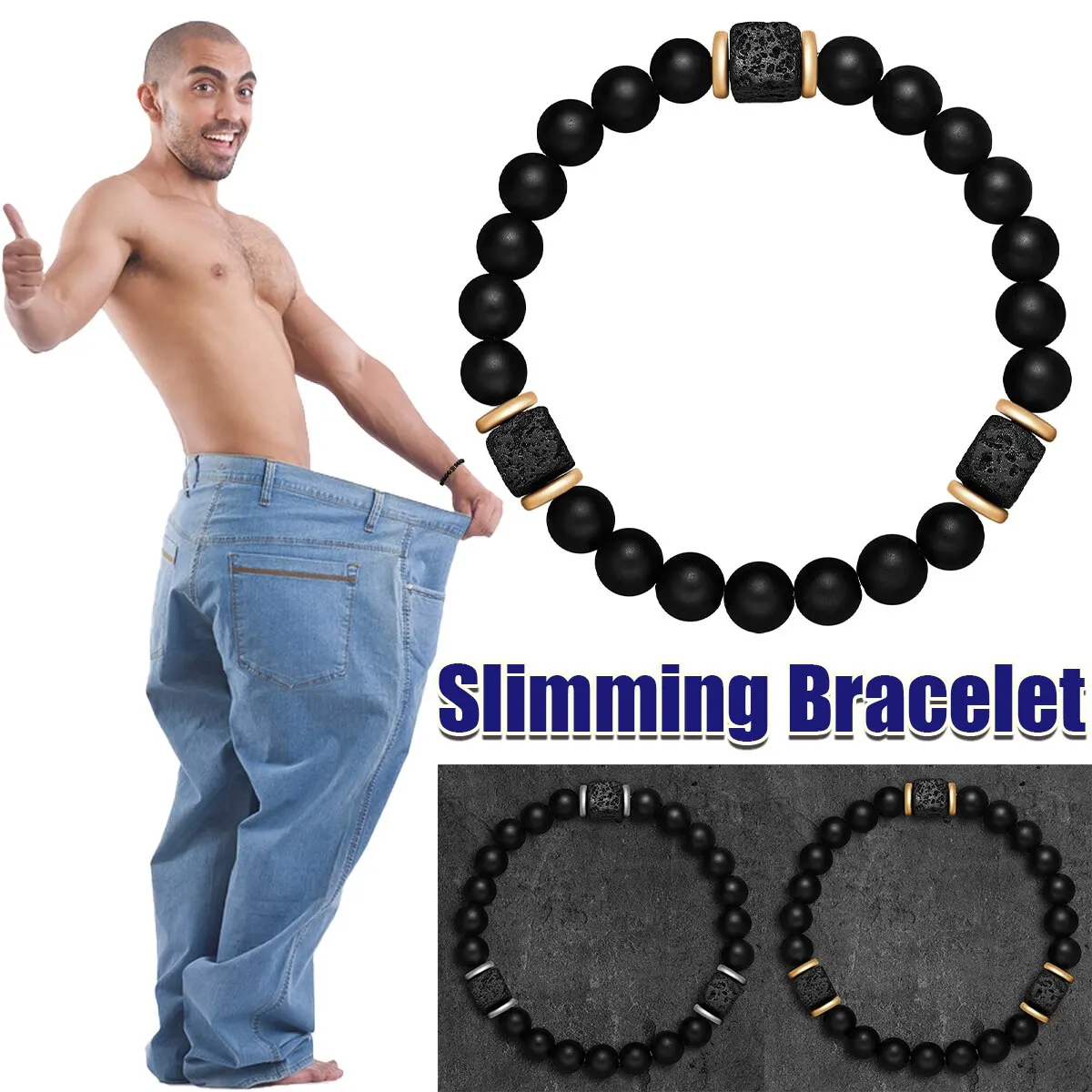 1pc New Magnetic Bracelets Men Nature Stone Bead Couple Bracelets for Women Health Care Help Weight