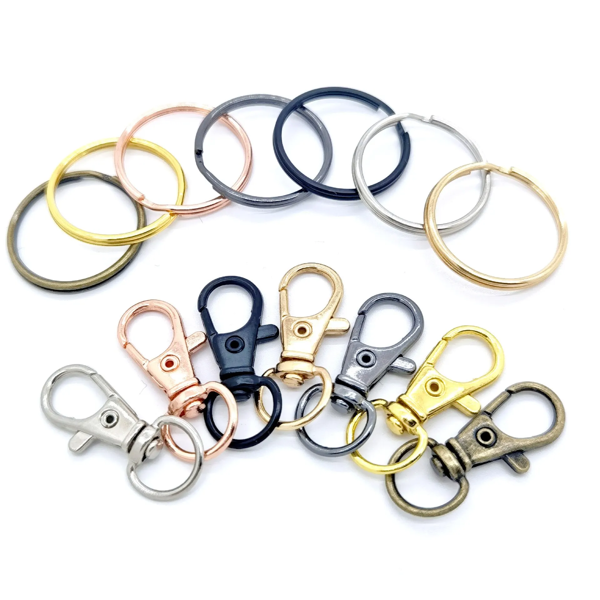 20Pcs Punk Swivel Clasps Set Lanyard Snap Hooks with Key Chain Rings Bag Belt Dog Chains Clip Hooks