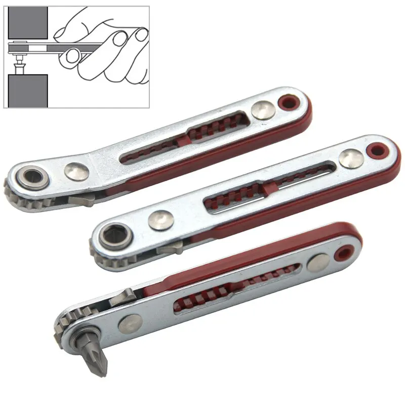 Multifunctional Bidirectional Forward and Reverse Ratchet Screwdriver Elbow Flat Head Wrench Cross