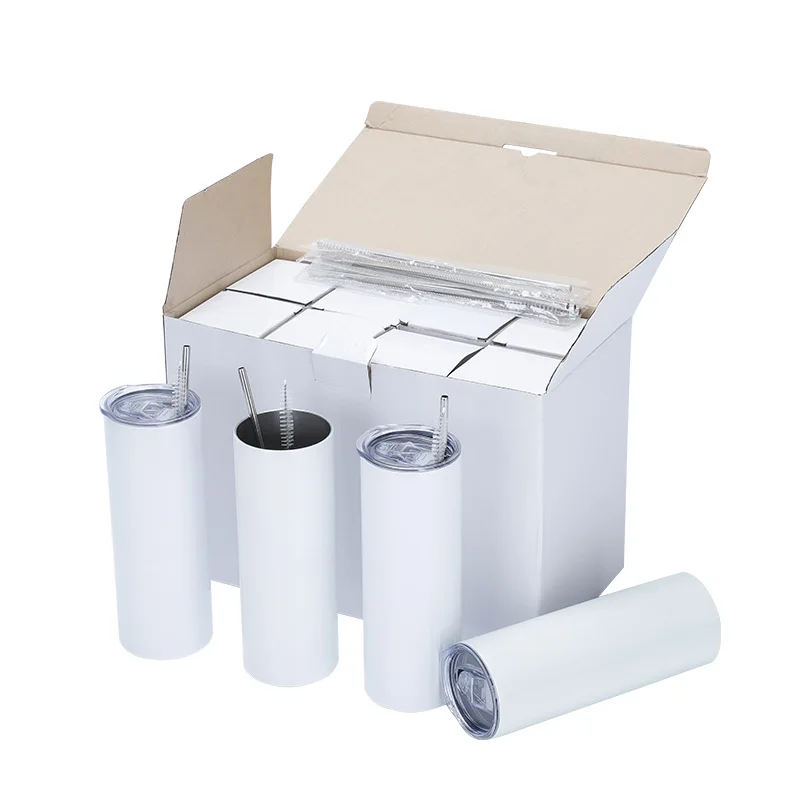 20OZ Sublimation Straight Cup Stainless Steel Water Bottles Tumbler Coffee Mug With Straw Vacuum