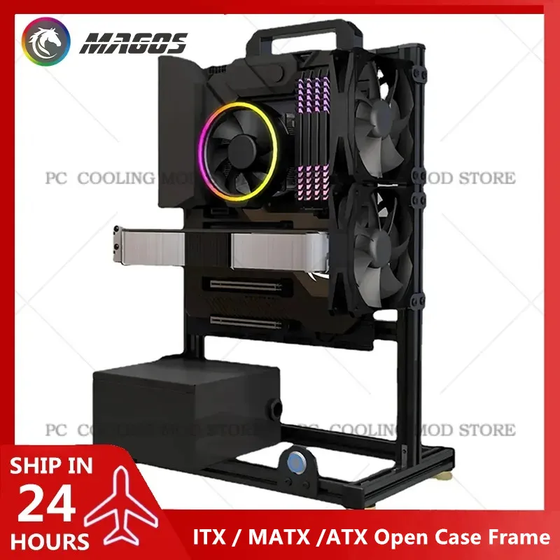 Aluminum Fully Open Case Frame Support ITX / MATX /ATX Motherboard,Vertical Computer Housing PC