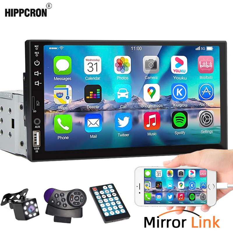 7 Inch Car Radio 1 Din MP5 Player Touch Screen Multimedia FM ISO Power Aux Input USB Bluetooth