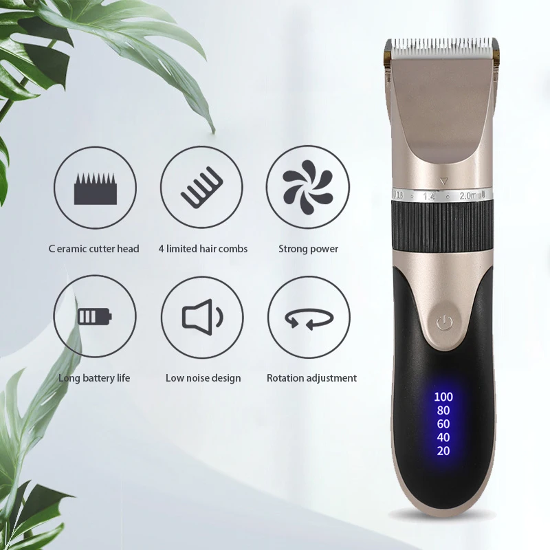 Professional Hair Clipper Men's Barber Beard Trimmer Rechargeable Ceramic Blade Hair Cutting Machine