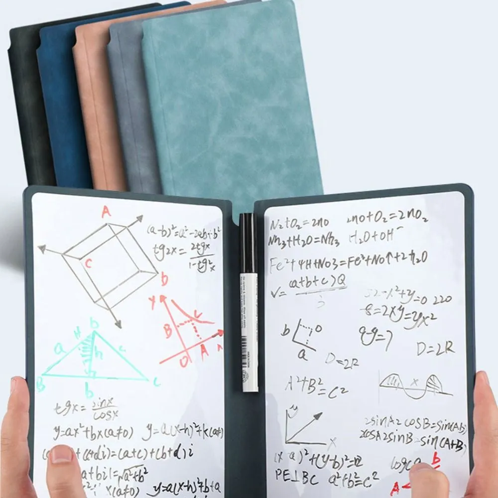 A5 Reusable Whiteboard Notebook Set With Whiteboard Pen Erasing Cloth Leather Memo Pad Weekly