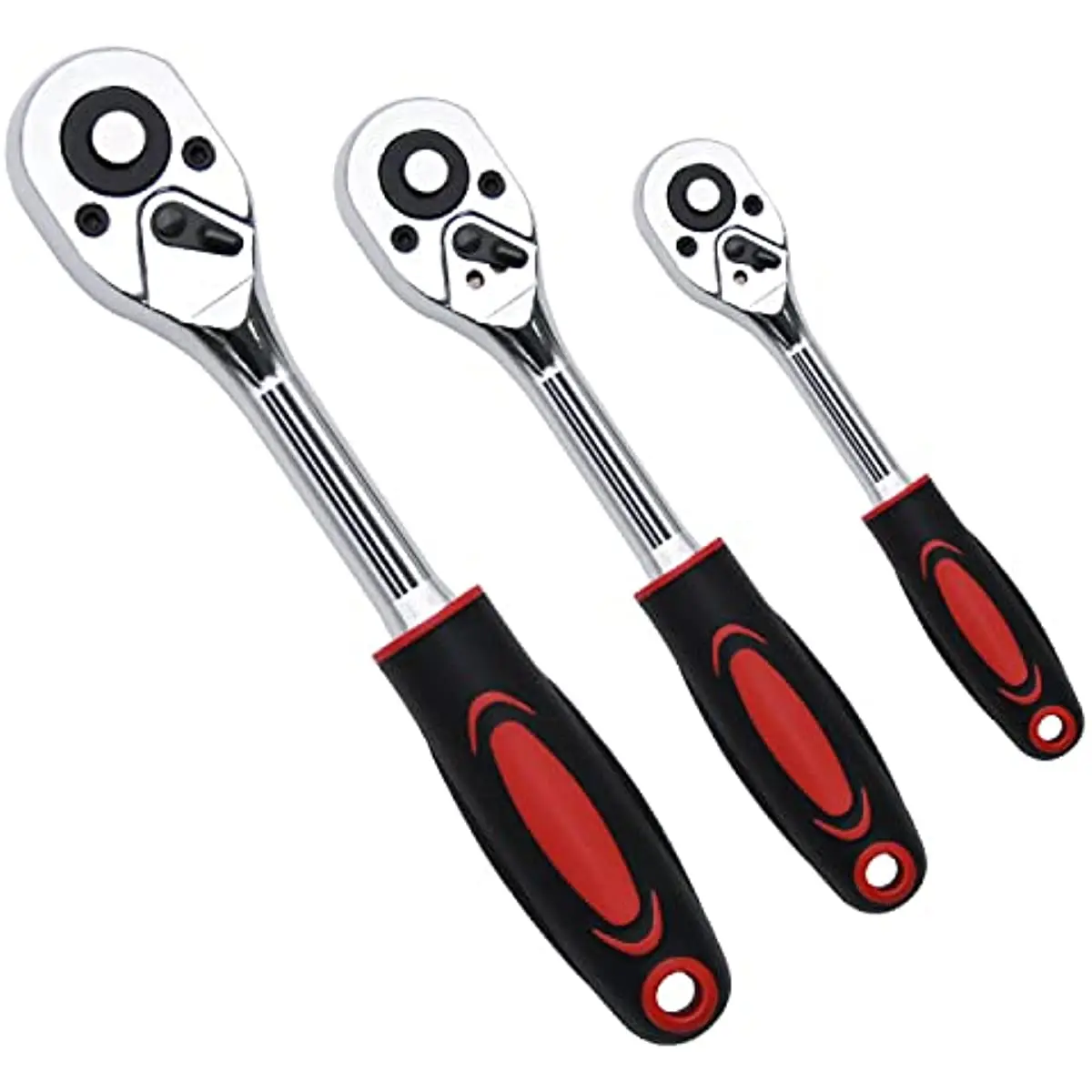 Drive Ratchet Handle, Professional Heavy Duty Ratchet Set, Quick-release Reversible, Premium Chrome