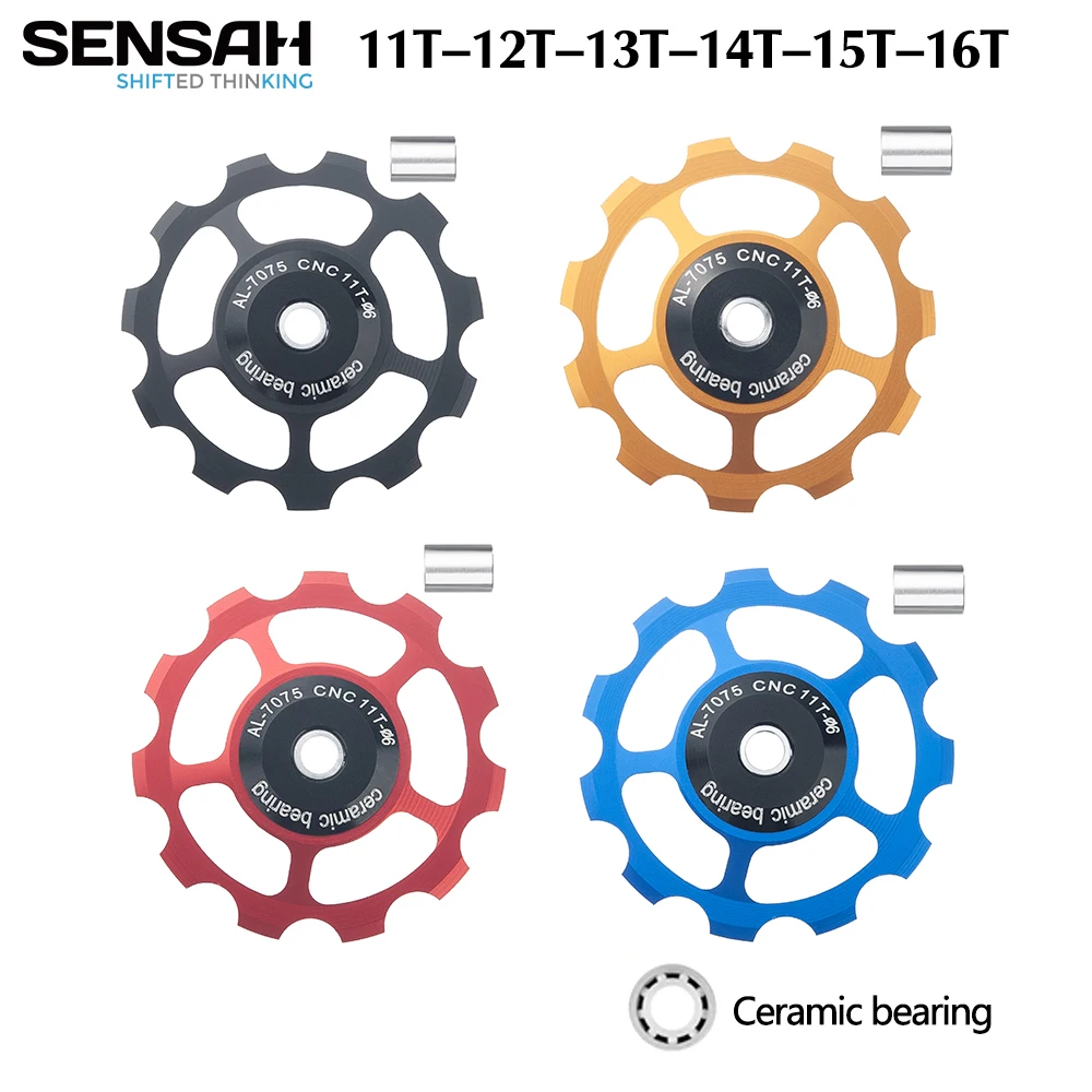SENSAH MTB Bicycle Rear Derailleur Jockey Wheel Ceramic Bearing Pulley AL7075 CNC Road Bike Guide