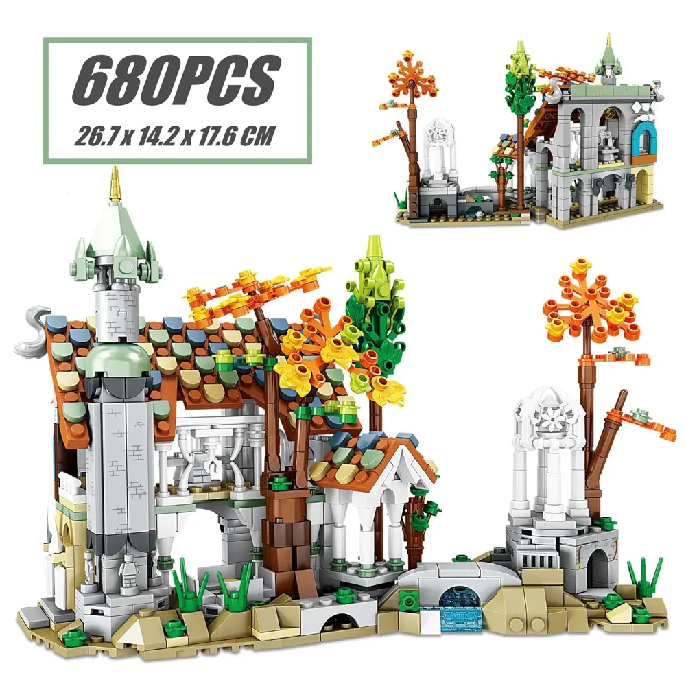 American TV Drama Movie Lords Rivendell Castle Ringing Tower Model Building Blocks Bricks House Toy