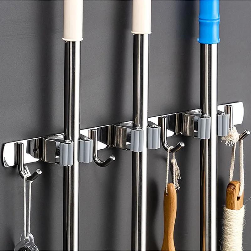 Wall Mount Mop Organizer Holder Broom Hook Stainless Steel Storage Hook Kitchen Bathroom