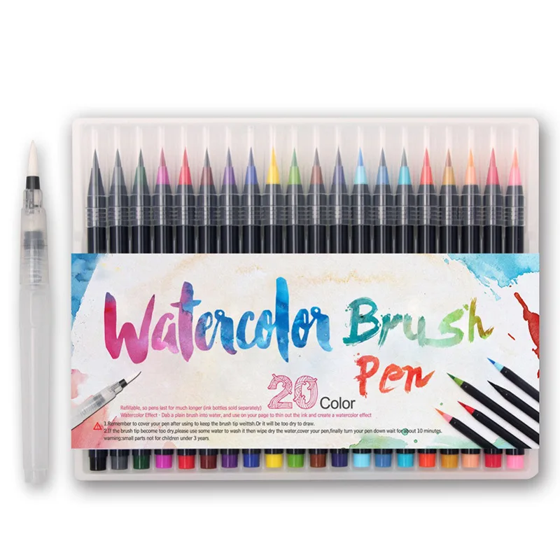 MOHAMM 20+1 PCS Watercolors Brush Pens Markers Set for Art Painting Drawing School Supplies Artists