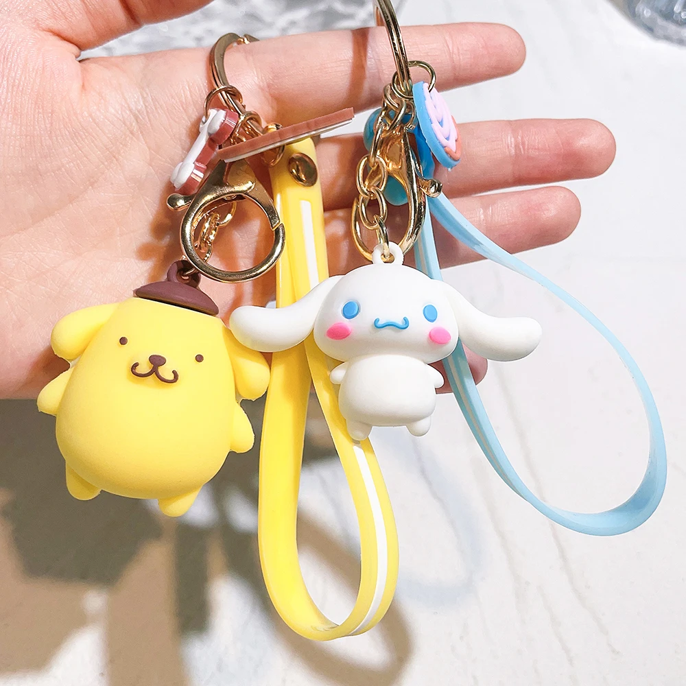 Kawaii Sanrio Keychain Kuromi Cinnamoroll Women Bag Pendant Backpack Melody Accessories Hello Kitty