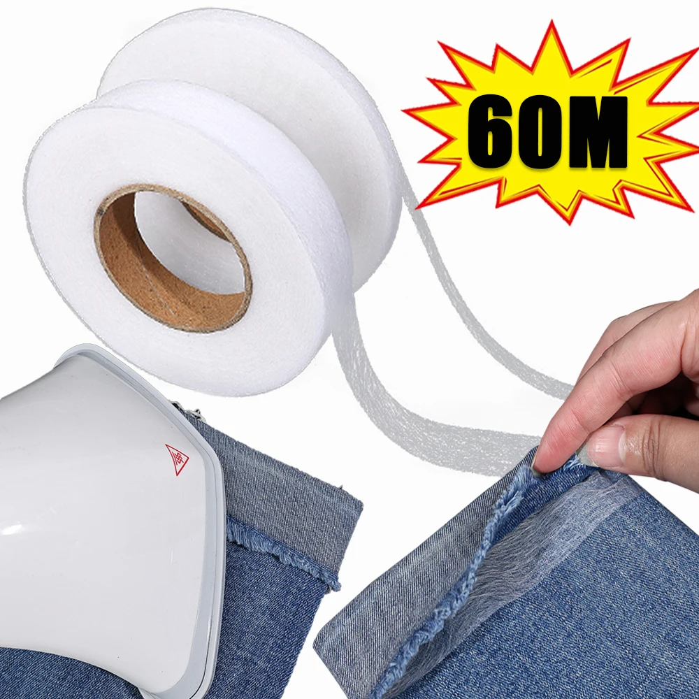 60M Pants Hem Tape Self-Adhesive Edge Shorten Paste Tape DIY Tools for Jean Clothes Length Shorten