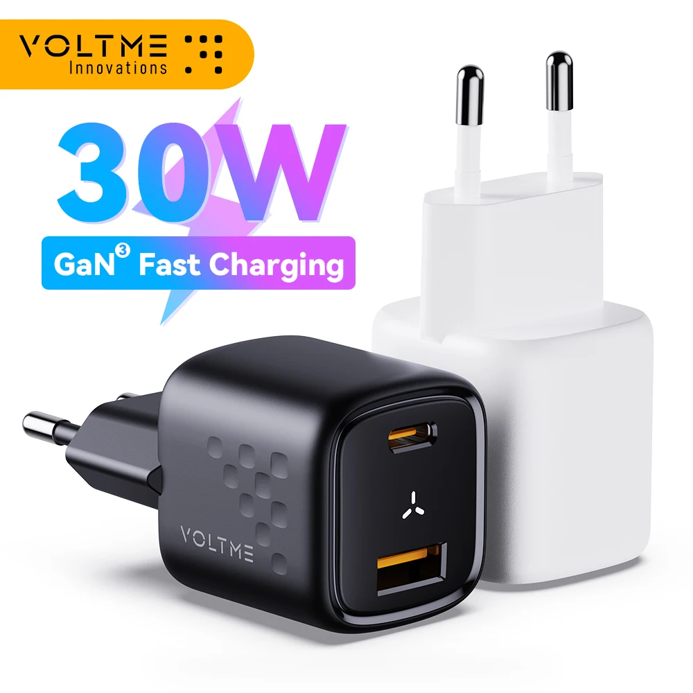 VOLTME-USB C Carregador Rápido  Adaptador Portátil  Carregador de Parede  Carregamento Rápido  Porta