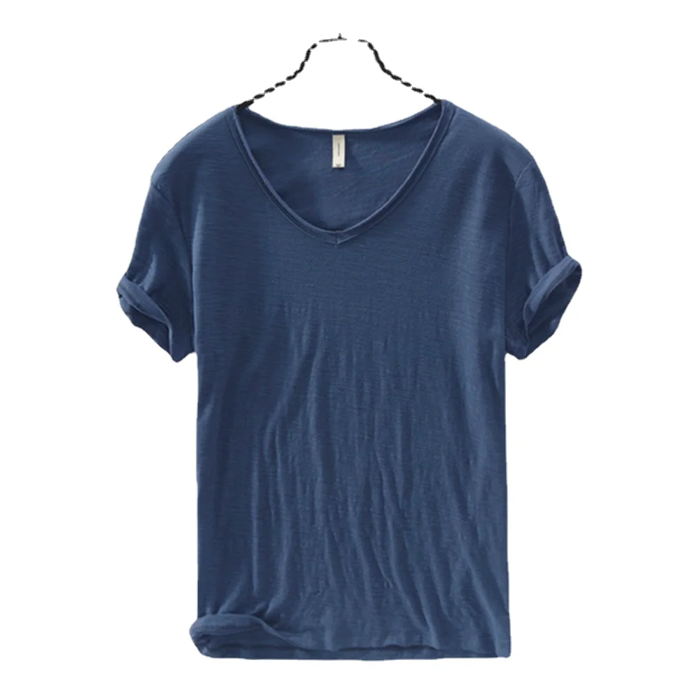 New Mens T Shirt Pure Color V Collar Short Sleeved Tops Tees Men T-Shirt 10colors slim Man T-Shirts