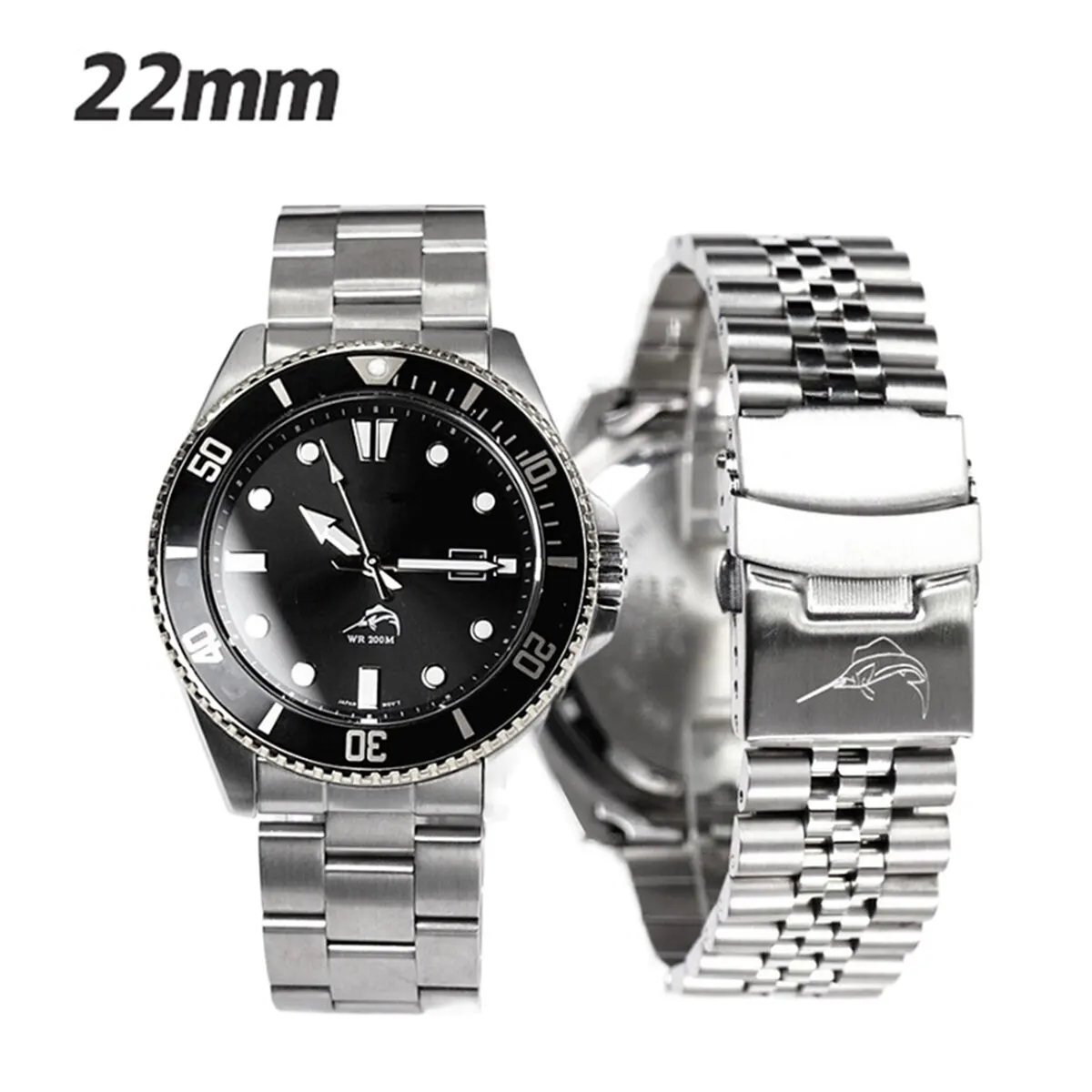 3 Styles 22mm Diving Steel Metal Strap For Casio Duro Mdv107-1A MDV106-1A Watch Wristband Bracelet