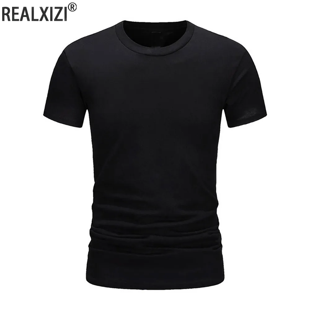 Summer Men's Cotton T-shirt Fashion Slim Black Short Sleeved Comfortable Casual Round Neck T-shirts