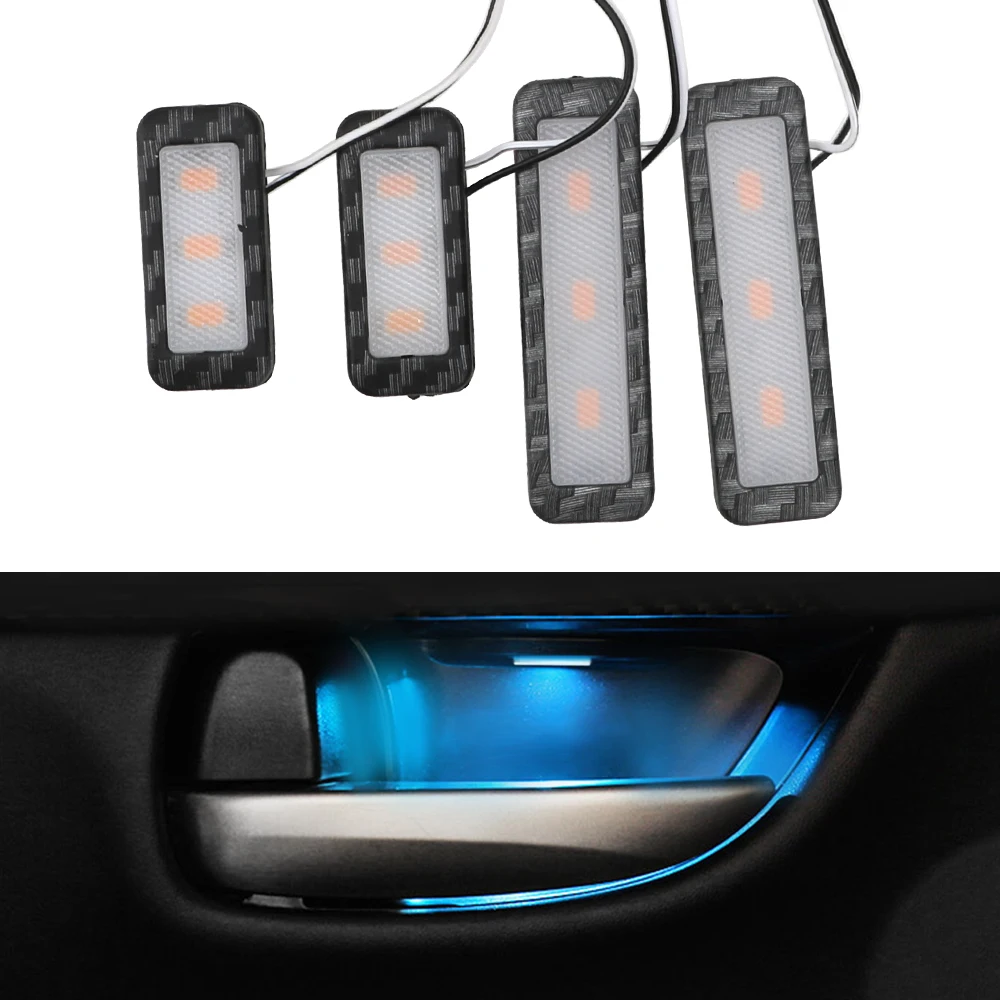4Pcs Armrest Interior Door Handle Lighting Car Styling LED Car Inner Bowl Light Universal Auto