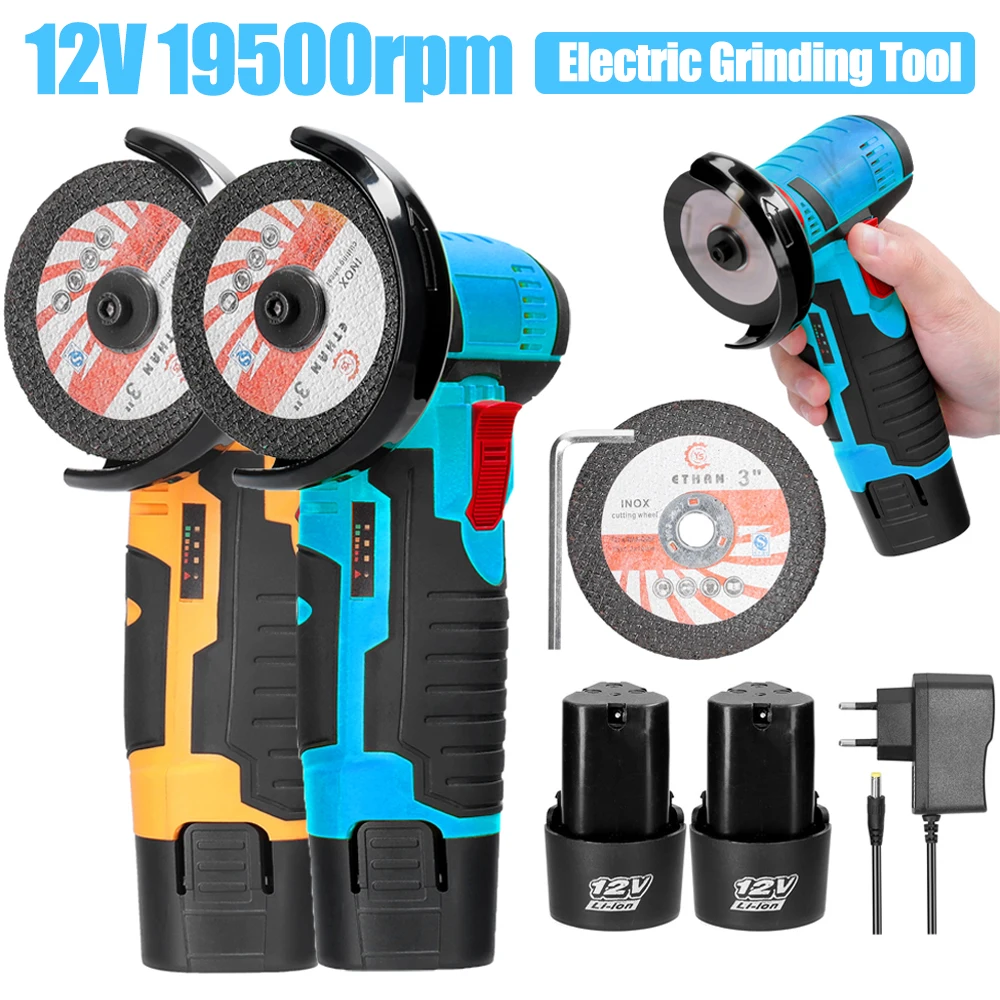 12V Cordless Electric Angle Grinder 800W 19500rpm Lithium Battery Mini Polishing Grinding Machine