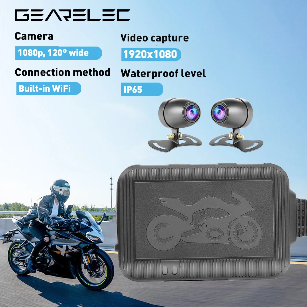 Motorcycle Dashcam DVR 1080P 120 Degree Dual Wide Angle Waterproof Camera Video Recorder with 24H