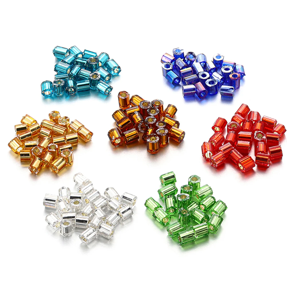 1000/1800Pcs 2mm Hexagon Czech Glass Cylindrical Loose Small Seed Needle Beads for DIY Bracelet