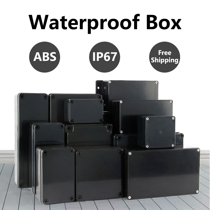 Black Box Outdoor Waterproof Case Plastic Box Electronic Project Case Instrument Waterproof Junction