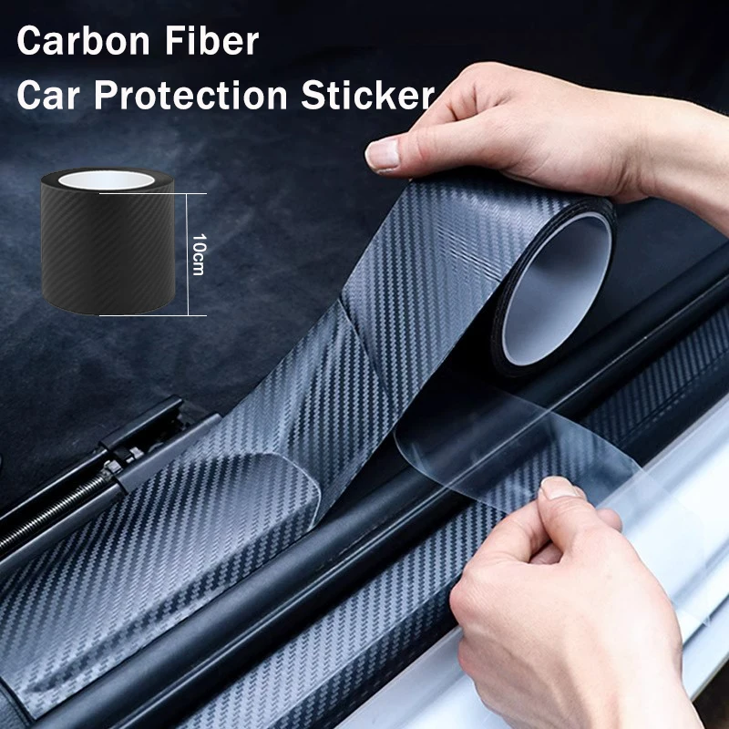 Nano Carbon Fiber Car Sticker Paste Protector Strip DIY Automotive Protective Film Auto Door Sill