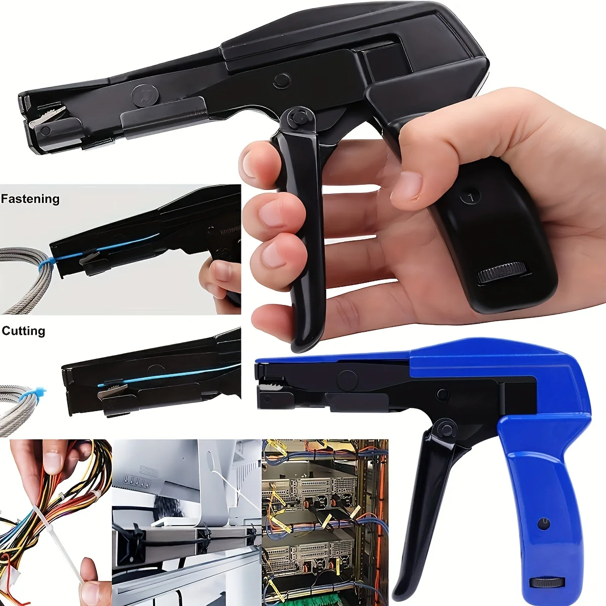 Cable Tie Tool,Fastening Cable Tie Gun and Flush Cut Zip Tie Gun with Steel Handle for Nylon Cable