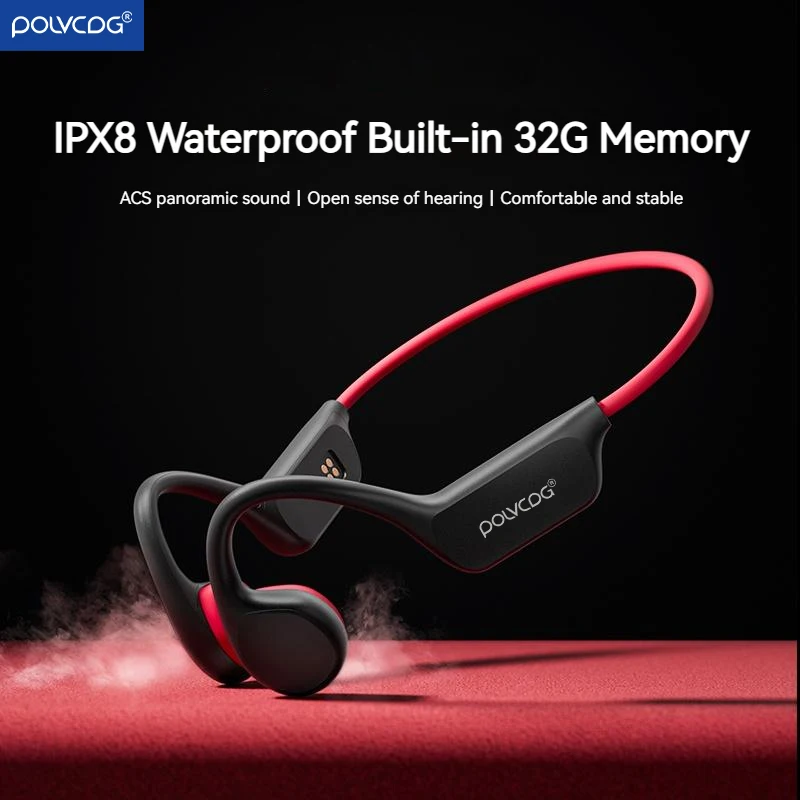 POLVCDG Beengeleiding Headset X7 IPX8 32 GB Bluetooth 5.3 Draadloze Headset met microfoon Waterdicht Zwemmen 2023 Nieuwe