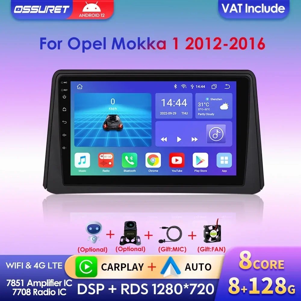 9 "Android 12 UIS7862 Autoradio für Opel Mokka 1 2012 - 2016 Automotive Multimedia Stereo Video