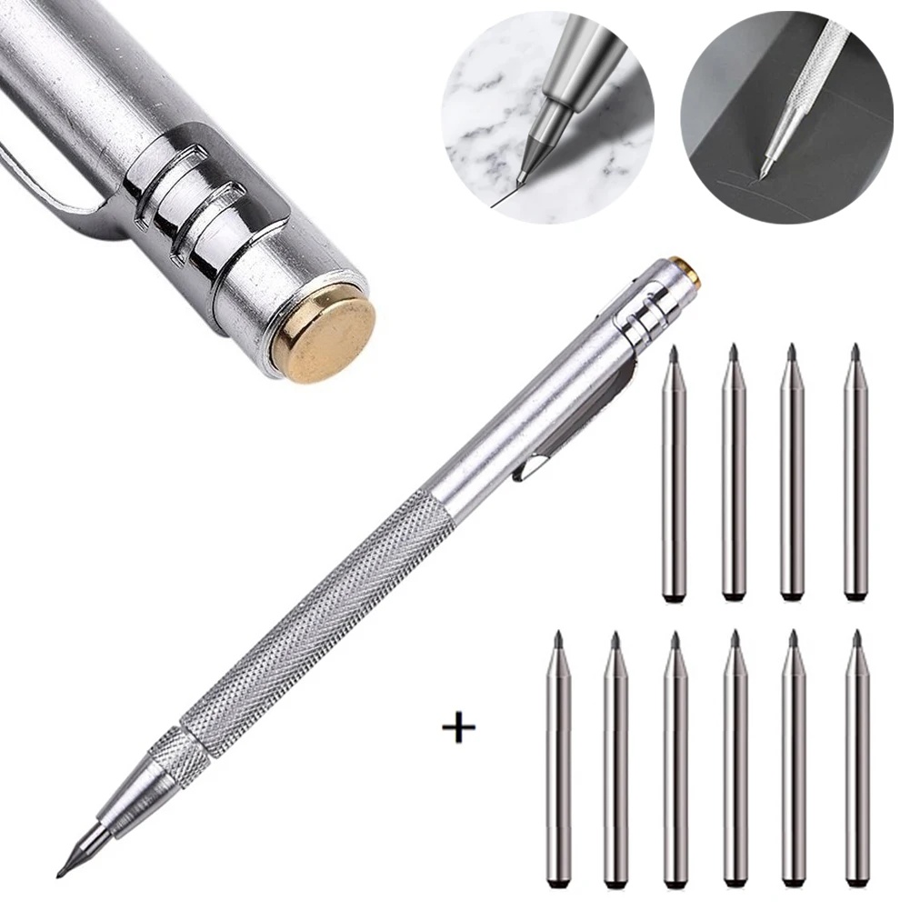 11PCS Alloy Scribe Pen Carbide Scriber Pen Metal Wood Glass Tile Cutting Marker Pencil Metalworking