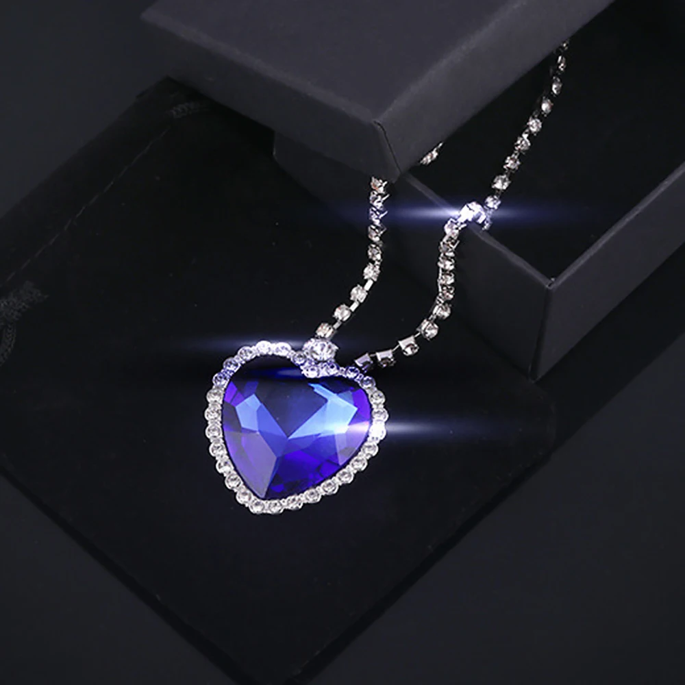 Movie TITANIC Heart Of the Ocean Necklace Love Forever Blue Red Crystal Pendants Necklace Women