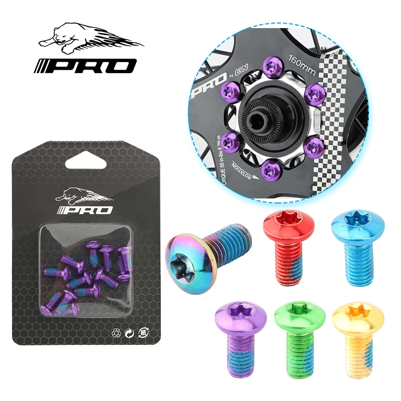 IIIPRO MTB Disc Brake Rotor Fixing Screw 12PCS T25 Color Alloy Steel Disc Brake Screw Bicycle