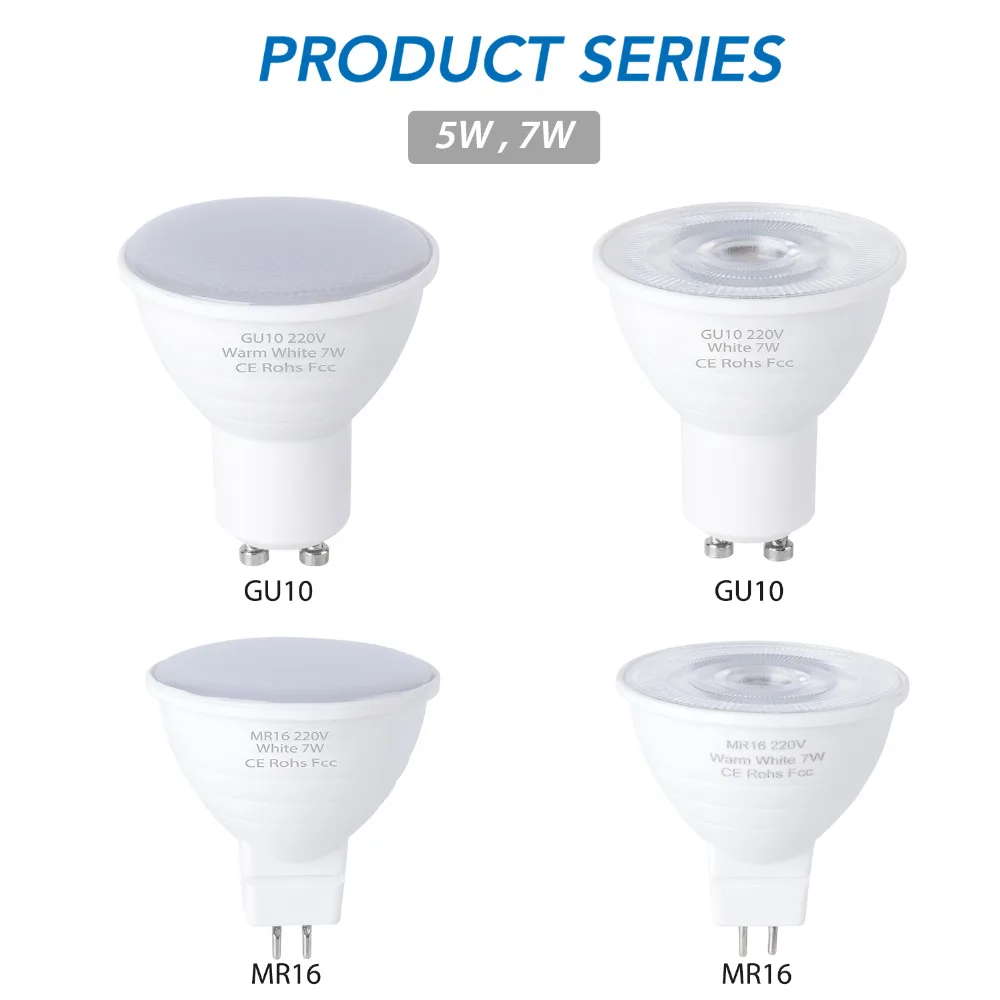 Lâmpada economizadora de energia, lâmpada de milho LED, MR16, GU10, 240V, 5W, 7W, 220V, SMD2835,