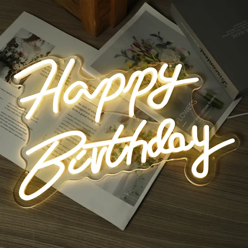 Happy Birthday Led Neon Sign for Birthday Party Decor Oh Baby Neon Light Lets Party Home Hanging