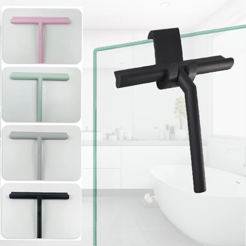 Bathroom Shower Squeegee Household Glass Wiper Window Mirror Silicone Scraper Shower Doors Hanging